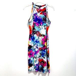 LOVE Sleeveless Halter-Neck Floral Midi Dress